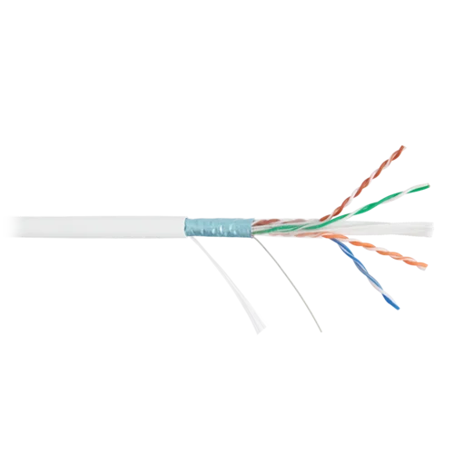 Кабель NIKOLAN F/UTP 4 пары, Кат.6 (Класс E), тест по ISO/IEC, 250МГц, одножильный, BC (чистая медь), 23AWG (0,57мм), внутренний, LSZH нг(А)-HFLTx
